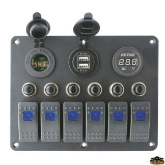 Materiale elettrico  Pannello elettrico con voltmetro + 2 usb + presa potenza