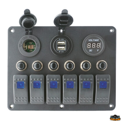 Materiale elettrico  Pannello elettrico con voltmetro + 2 usb + presa potenza