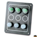 Materiale elettrico  Pannello di comando stagno in alluminio anodizzato nero con spia 3 interruttori