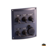 Materiale elettrico  Pannello di comando a 5 interruttori + accendisigari colore nero serie Pilot