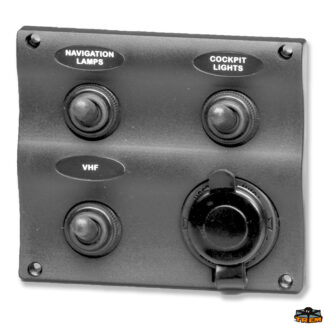 Materiale elettrico  Pannelli elettrici con 3 interruttori stagni + presa accendisigari serie Boat