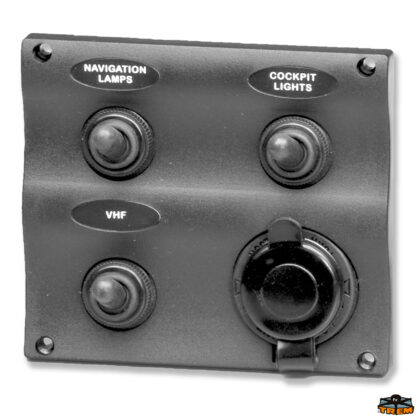 Materiale elettrico  Pannelli elettrici con 3 interruttori stagni + presa accendisigari serie Boat