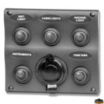 Materiale elettrico  Pannelli elettrici con 5 interruttori stagni + presa accendisigari serie Boat