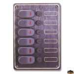 Materiale elettrico  Pannello di comando stagno in alluminio anodizzato nero con spia 6 interruttori