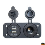 Materiale elettrico T-Power Doppia presa usb + 1 presa accendisigari colore nero
