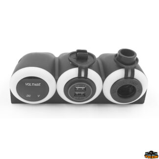 Materiale elettrico T-Power Voltmetro digitale con 2 prese usb e presa di corrente montaggio su piano