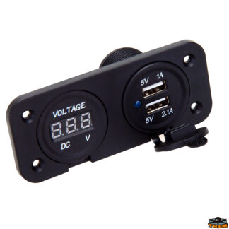 Materiale elettrico T-Power Doppia presa usb + voltmetro colore nero