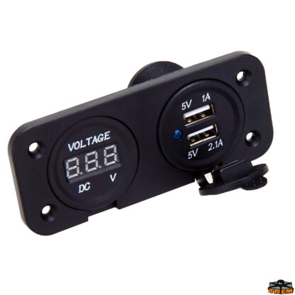 Materiale elettrico T-Power Doppia presa usb + voltmetro colore nero
