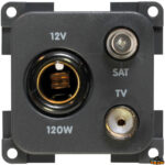 Materiale elettrico  Presa 12V standard + TV + SAT (TV 9,5 75 Ohm) colore bianco