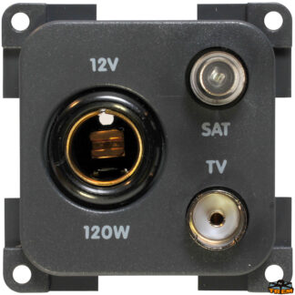 Materiale elettrico  Presa 12V standard + TV + SAT (TV 9,5 75 Ohm) colore bianco
