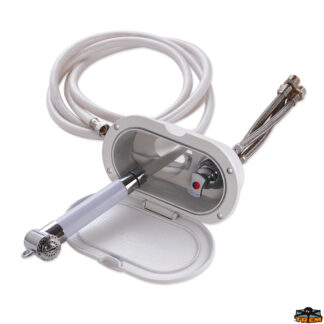 Accessori acqua Aqua Box doccia ovale con mixer e doccia a pulsante colore bianco 9003 ingombro esterno 185x110 mm