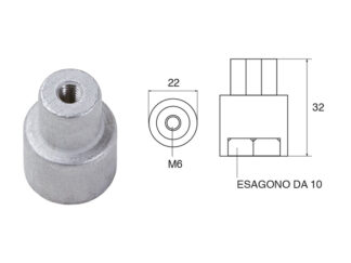 Accessori carburante e vano motore  Anodo per motori Yamaha-Mariner articolo Polipodio YA051
