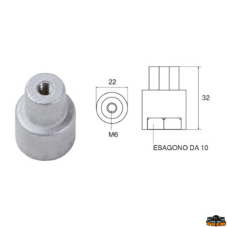 Accessori carburante e vano motore Anodo per motori Yamaha-Mariner articolo Polipodio YA051