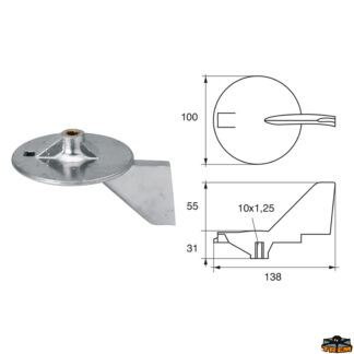 Accessori carburante e vano motore Anodo per motori Yamaha-Mariner articolo Polipodio YA021