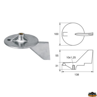 Accessori carburante e vano motore Anodo per motori Yamaha-Mariner articolo Polipodio YA022