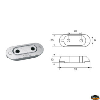 Accessori carburante e vano motore Anodo per motori Yamaha-Mariner articolo Polipodio YA033