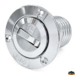 Accessori carburante e vano motore  Tappo a filo in ottone cromato con apertura a ribalta modello fuel