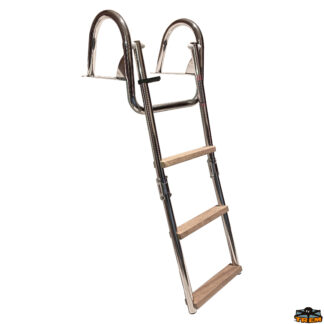 Scale passerelle plancette gruette rollbar  Scaletta pieghevole con corrimano e gradini in legno per plancette di poppa 3 gradini