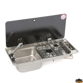 Cucina e stoviglie Piano cottura 2 fuochi con coperchio in vetro temperato fumé intero right hand