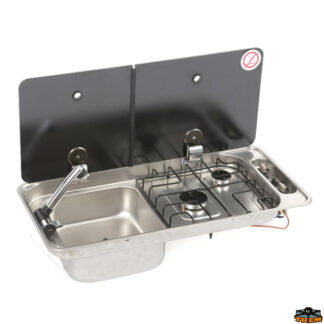 Cucina e stoviglie Piano cottura 2 fuochi con coperchio in vetro temperato fumé in due parti right hand