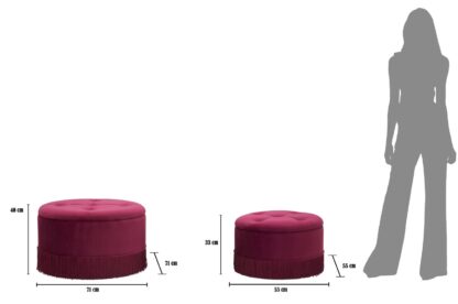 PUFF/CONTENITORE LINES NEW COPPIA BORDEAUX CM Ø 71X41-55X33 - immagine 8