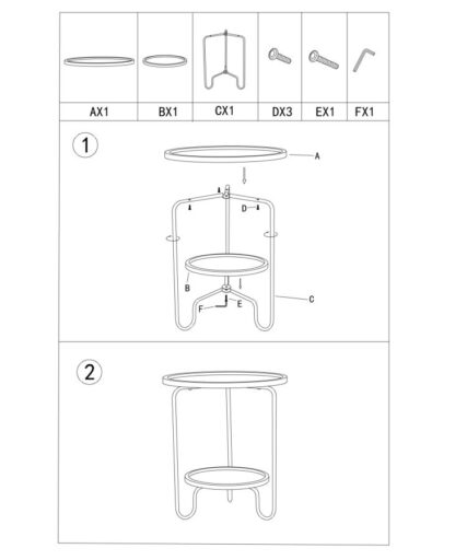 TAVOLINETTO AREX 2 RIPIANI CM  Ø 48X54,5 - immagine 8