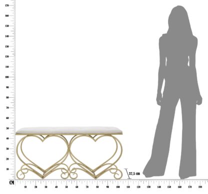 PANCA HEART CREMA CM 105X37,5X51,5 - immagine 9