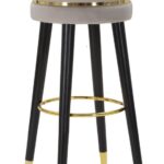 SGABELLO BAR PARIS GRIGIO/GOLD CM Ø 35X74