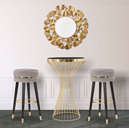 SGABELLO BAR PARIS GRIGIO/GOLD CM Ø 35X74 - immagine 6