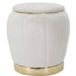 PUFF/CONTENITORE PARIS CREMA/GOLD CM Ø 43X43