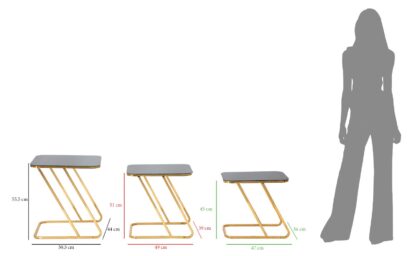 TAVOLINETTI SIMPLE SET 3PZ CM 44X50,5X55,5-39X49X51-34X47X45 - immagine 7