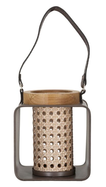 LANTERNA IRON-RATTAN CM 16X13X20 - immagine 5