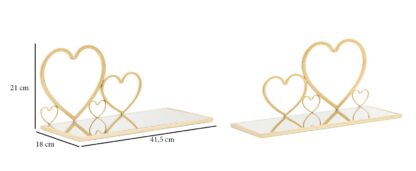 COMODINO MENSOLA HEARTS COPPIA CM 41,5X18X21 - immagine 7
