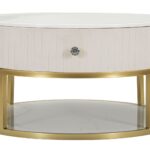 TAVOLO DA CAFFE' MONTPELLIER CREMA CM Ø 75X36 stile GLAM