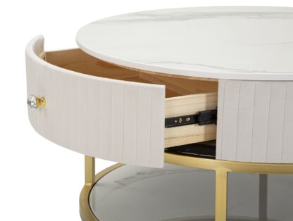 TAVOLO DA CAFFE' MONTPELLIER CREMA CM Ø 75X36 - immagine 3