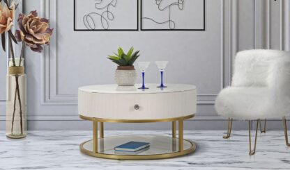 TAVOLO DA CAFFE' MONTPELLIER CREMA CM Ø 75X36 - immagine 7