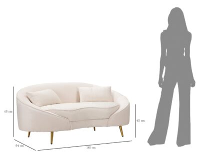 DIVANETTO 2 POSTI OSLO C/CUSCINI CREMA CM 148X84X68 - immagine 10