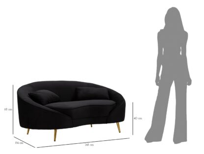 DIVANETTO 2 POSTI OSLO C/CUSCINI NERO CM 148X84X68 - immagine 10