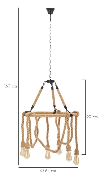 LAMPADARIO ROPE CIRCLE CM Ø 64x90 - immagine 9