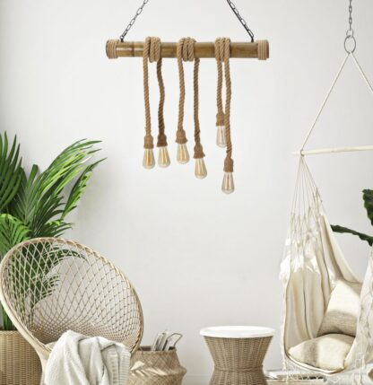 LAMPADARIO BAMBOO/ROPE CM 80X15X120 - immagine 7