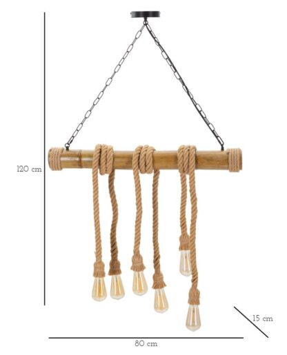 LAMPADARIO BAMBOO/ROPE CM 80X15X120 - immagine 8