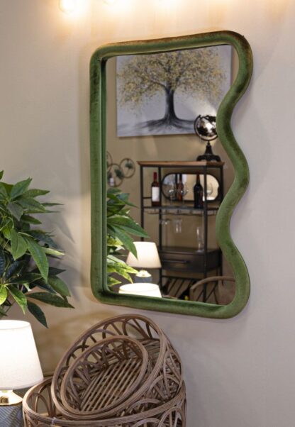 SPECCHIO DA MURO TOD VELLUTO VERDE CM 60X4X90 - immagine 5