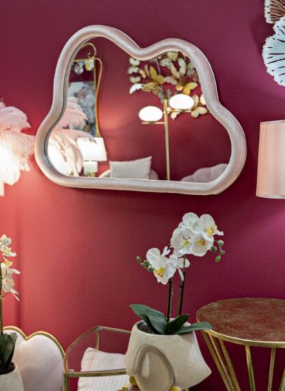 SPECCHIO DA MURO CLOUD VELLUTO ROSA CM 90X4X60 - immagine 5