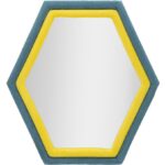 SPECCHIO DA MURO TONY VELLUTO BLU/GIALLO CM 75X4X80