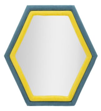 SPECCHIO DA MURO TONY VELLUTO BLU/GIALLO CM 75X4X80