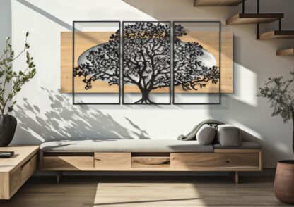 PANNELLO DA MURO TREE FERRO E WOOD SET 3PZ CM 176X2X90 (63X2X90-50X2X90) - immagine 5