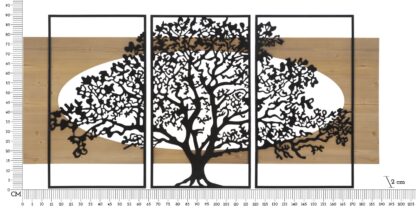 PANNELLO DA MURO TREE FERRO E WOOD SET 3PZ CM 176X2X90 (63X2X90-50X2X90) - immagine 6