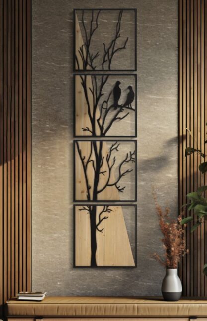 PANNELLO DA MURO BIRD FERRO E WOOD SET 4PZ 50X2X200 (50X2X50) - immagine 5