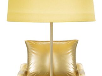 LAMPADA DA COMODINO MIDCENTURY GIALLA CM Ø 26X46