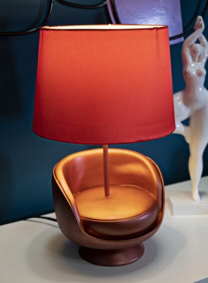 LAMPADA DA COMODINO MIDCENTURY ROSSA CM Ø 26X43 - immagine 5
